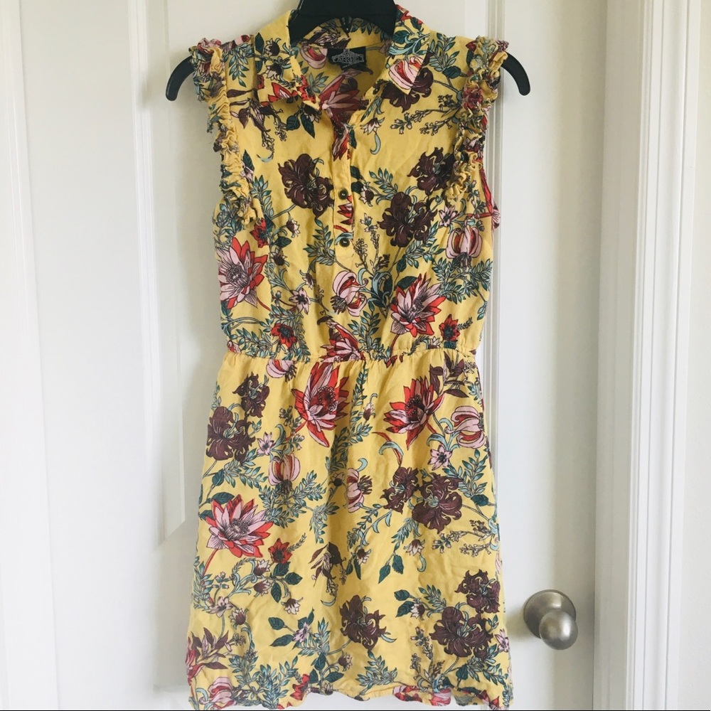 Angie yellow floral sleeveless boho dress size small